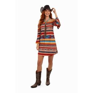 SCULLY Serape Red Aztec Peasant Dress - Size M